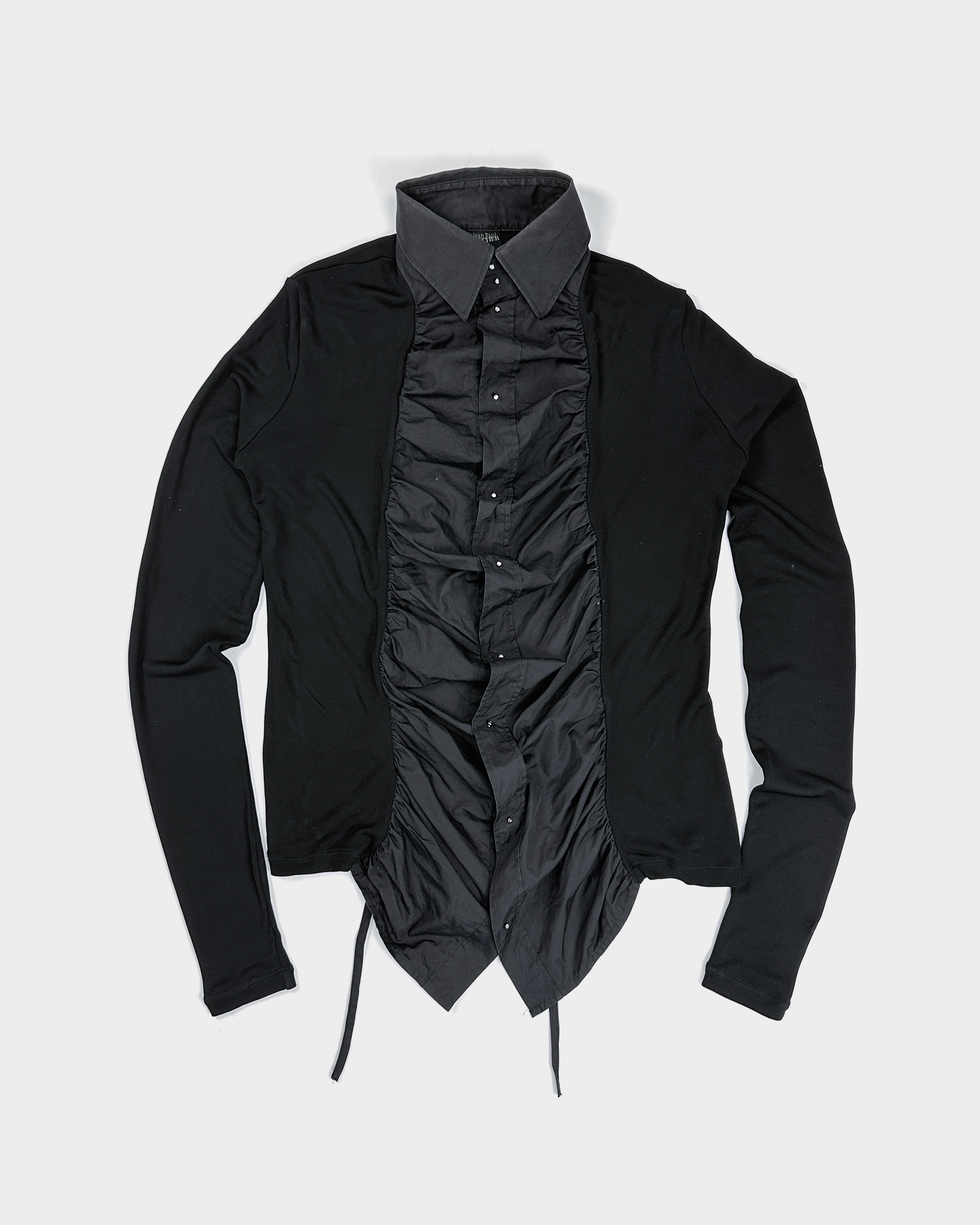 Jean Paul Gaultier 2-Texture Black Wrapped Shirt 2000's – Vintage TTS