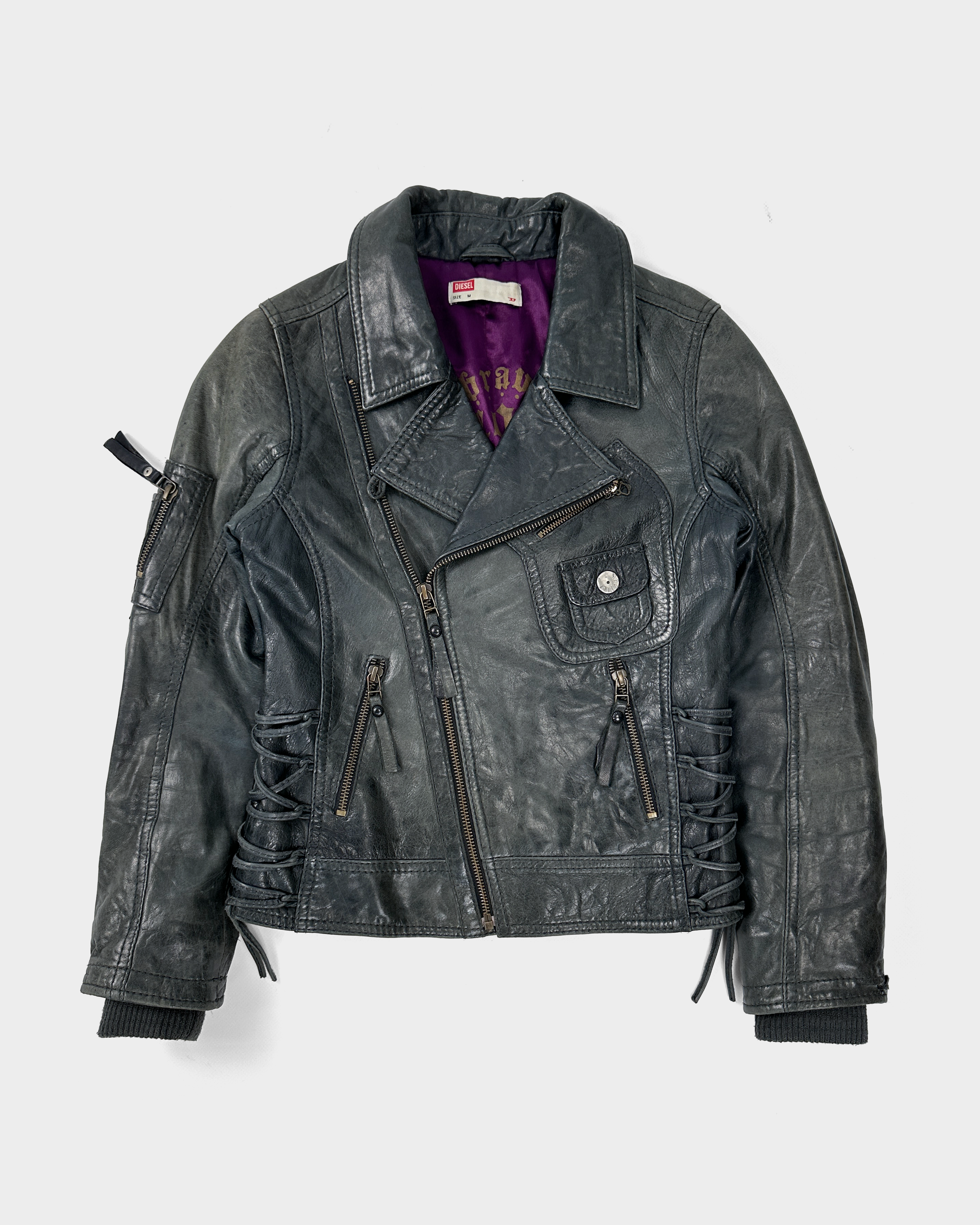 Diesel Faded Grey Bondage Leather Jacket 2000's – Vintage TTS