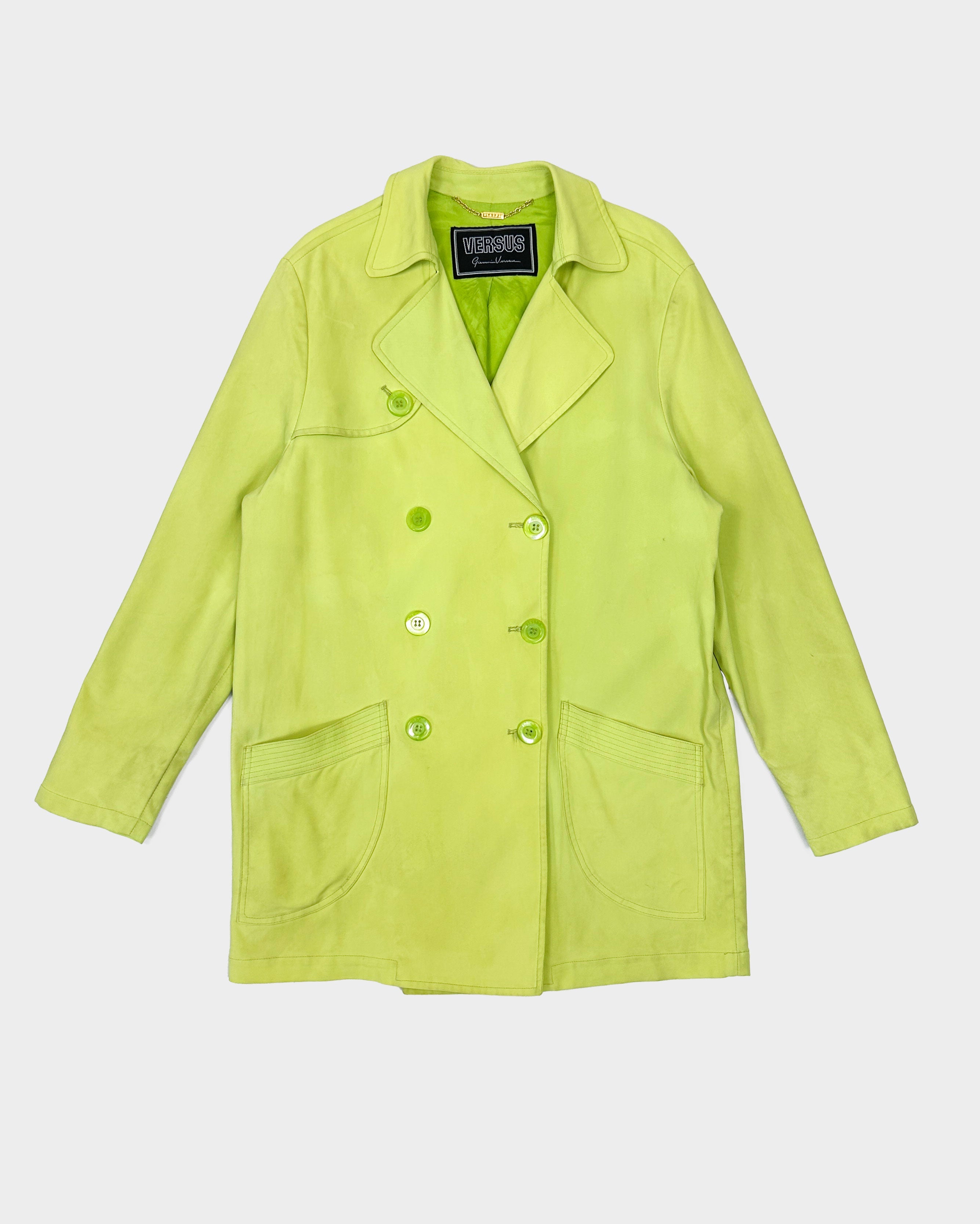 Versace Belted Trench Lime Green Jacket 1990's – Vintage TTS