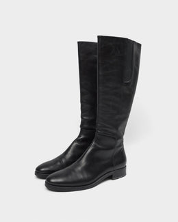 Jil Sander Black Leather High Boots 2000's - Vintagetts