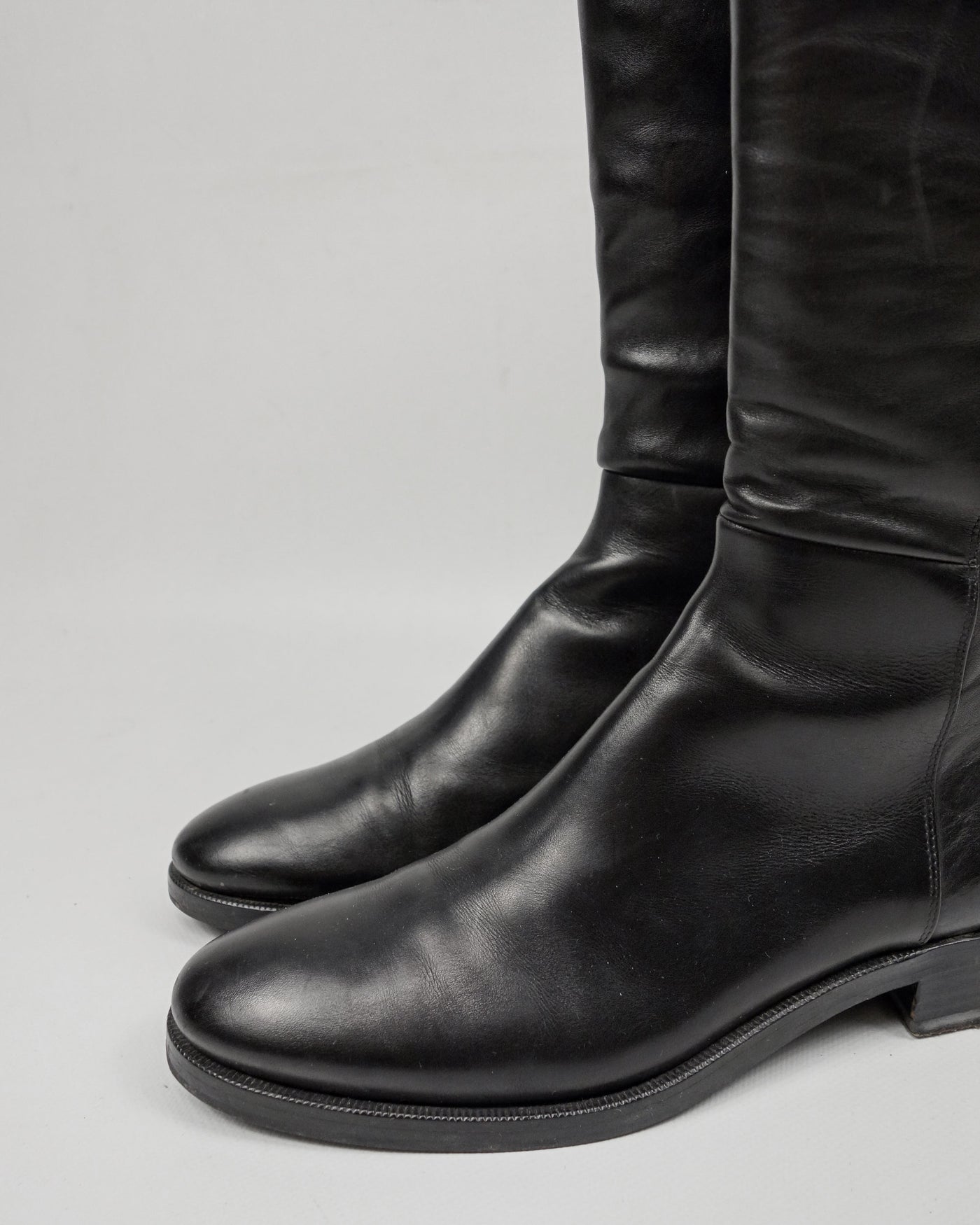 Jil Sander Black Leather High Boots 2000's - Vintagetts