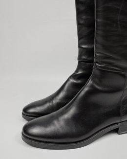 Jil Sander Black Leather High Boots 2000's - Vintagetts