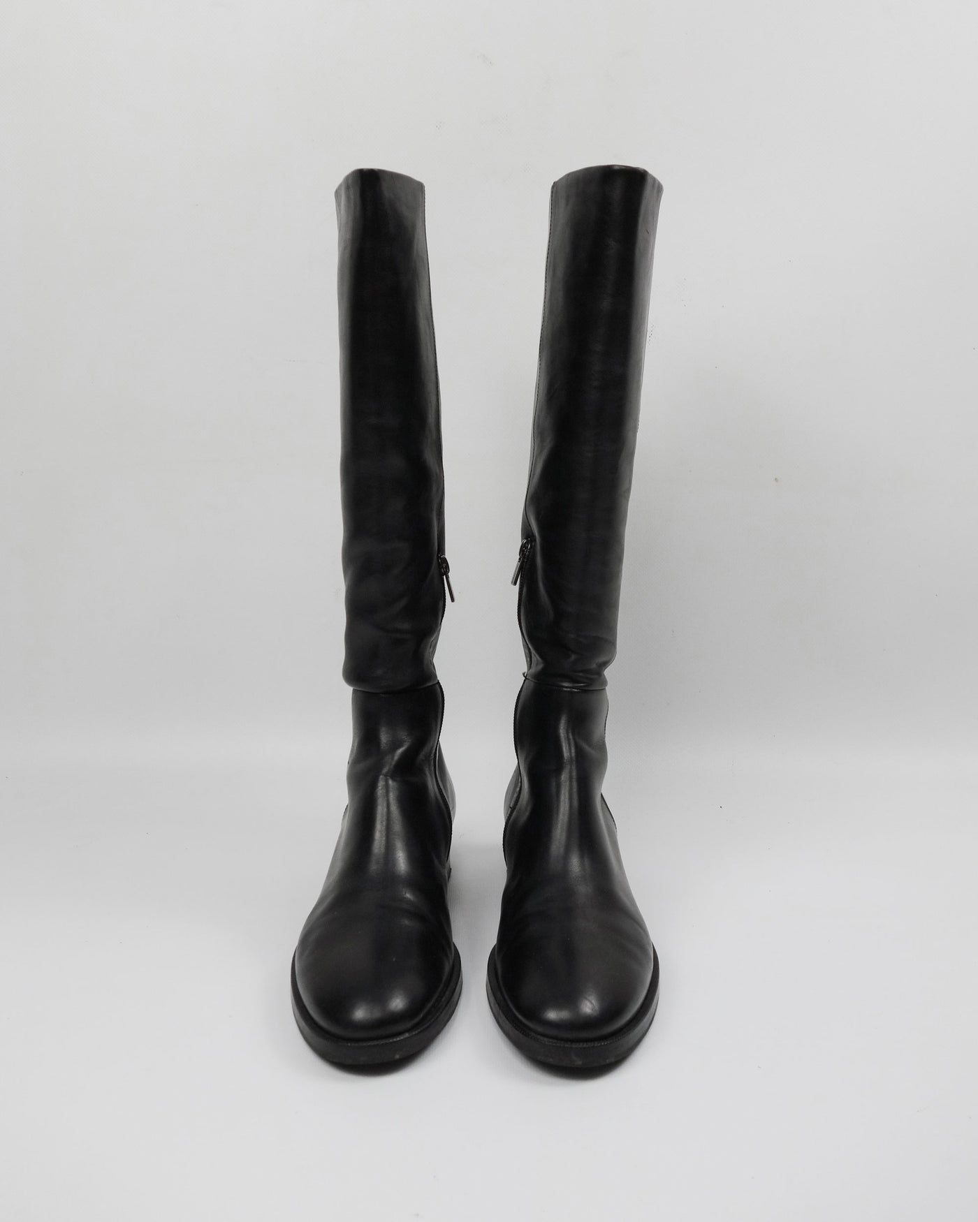 Jil Sander Black Leather High Boots 2000's - Vintagetts