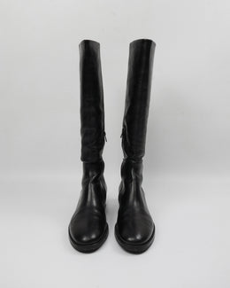 Jil Sander Black Leather High Boots 2000's - Vintagetts