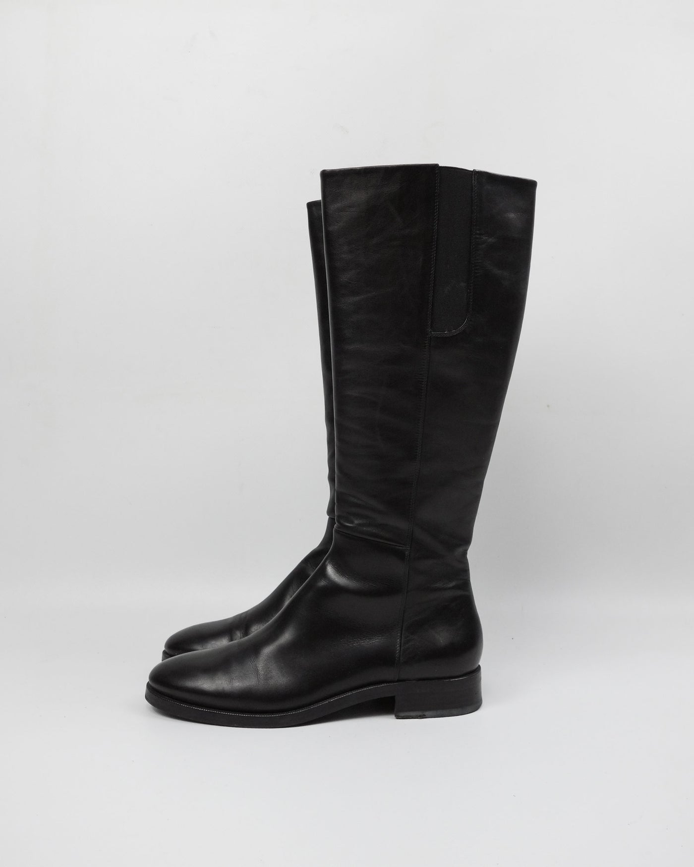 Jil Sander Black Leather High Boots 2000's - Vintagetts
