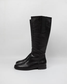 Jil Sander Black Leather High Boots 2000's - Vintagetts