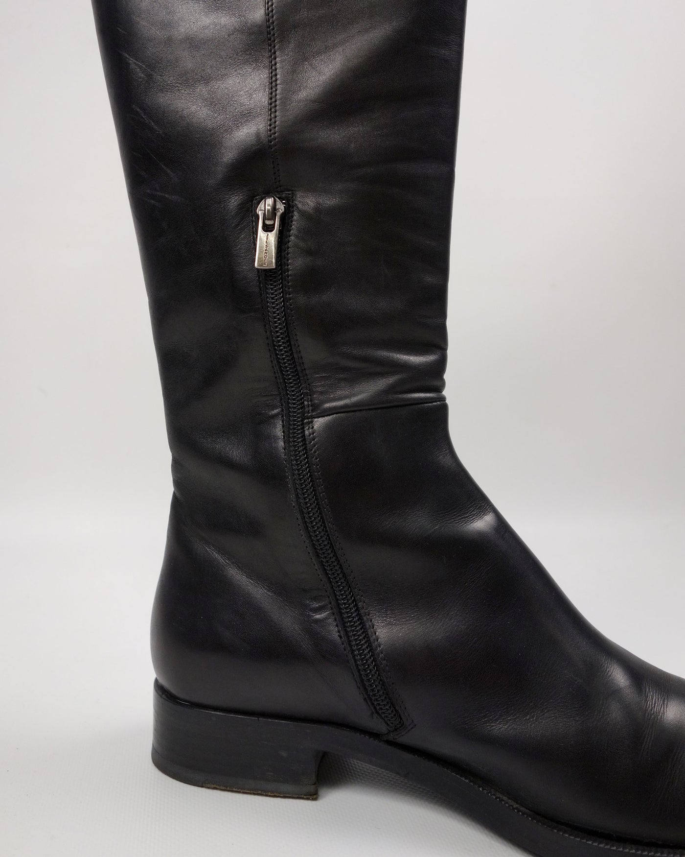 Jil Sander Black Leather High Boots 2000's - Vintagetts