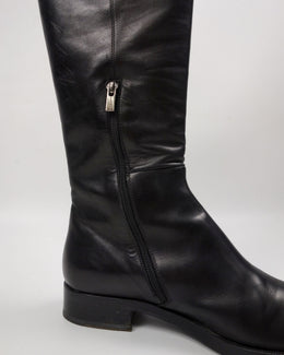 Jil Sander Black Leather High Boots 2000's - Vintagetts