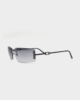 Giuliano Fujiwara Black Slim Frame Sunglasses 2000's - Vintagetts
