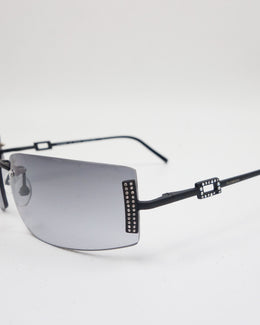 Giuliano Fujiwara Black Slim Frame Sunglasses 2000's - Vintagetts