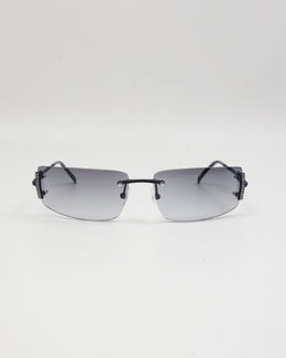 Giuliano Fujiwara Black Slim Frame Sunglasses 2000's - Vintagetts