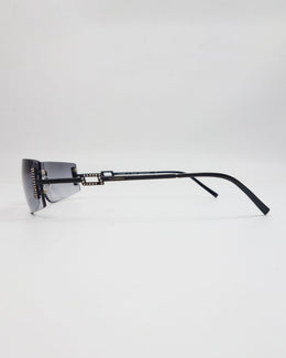 Giuliano Fujiwara Black Slim Frame Sunglasses 2000's - Vintagetts