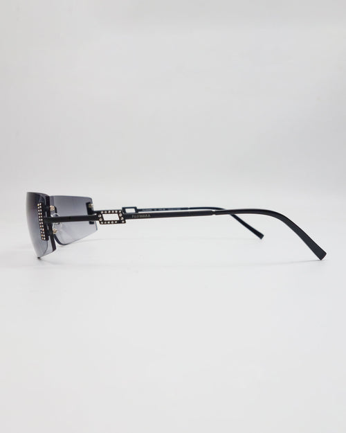 Giuliano Fujiwara Black Slim Frame Sunglasses 2000's - Vintagetts