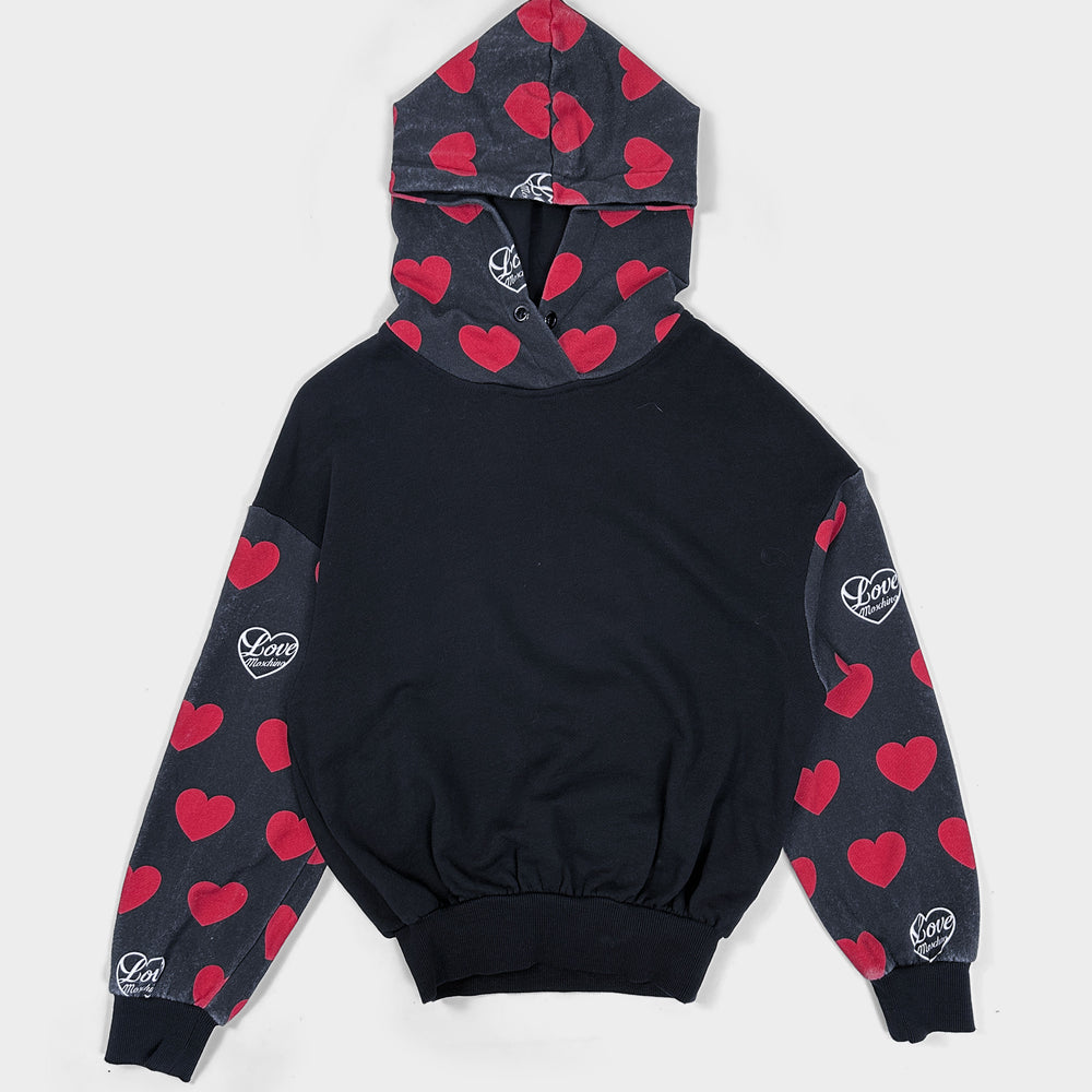 Love Moschino Hearts Print Black Hoodie 2000's