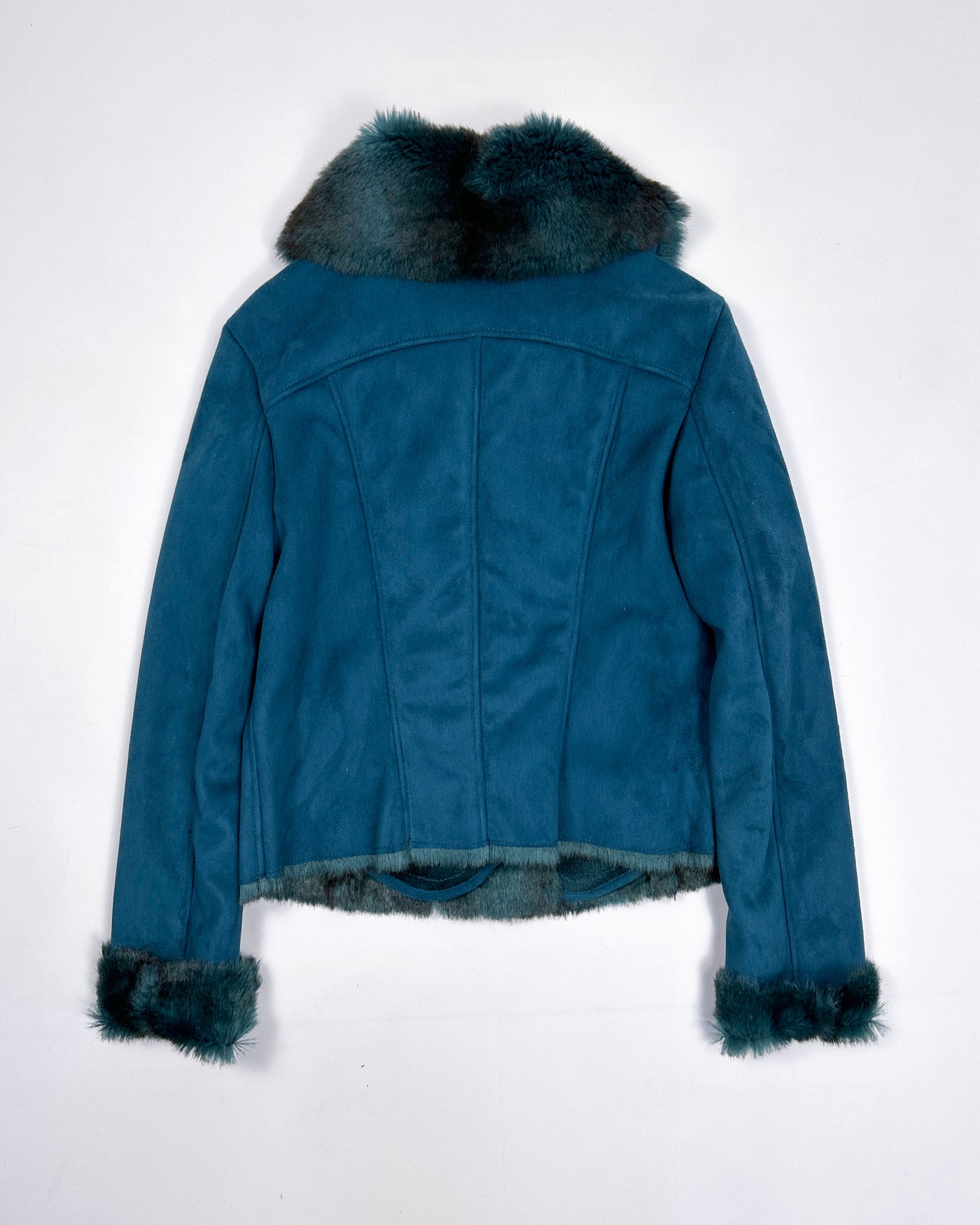 Adolfo Dominguez Blue Fur Cropped Jacket 1990's