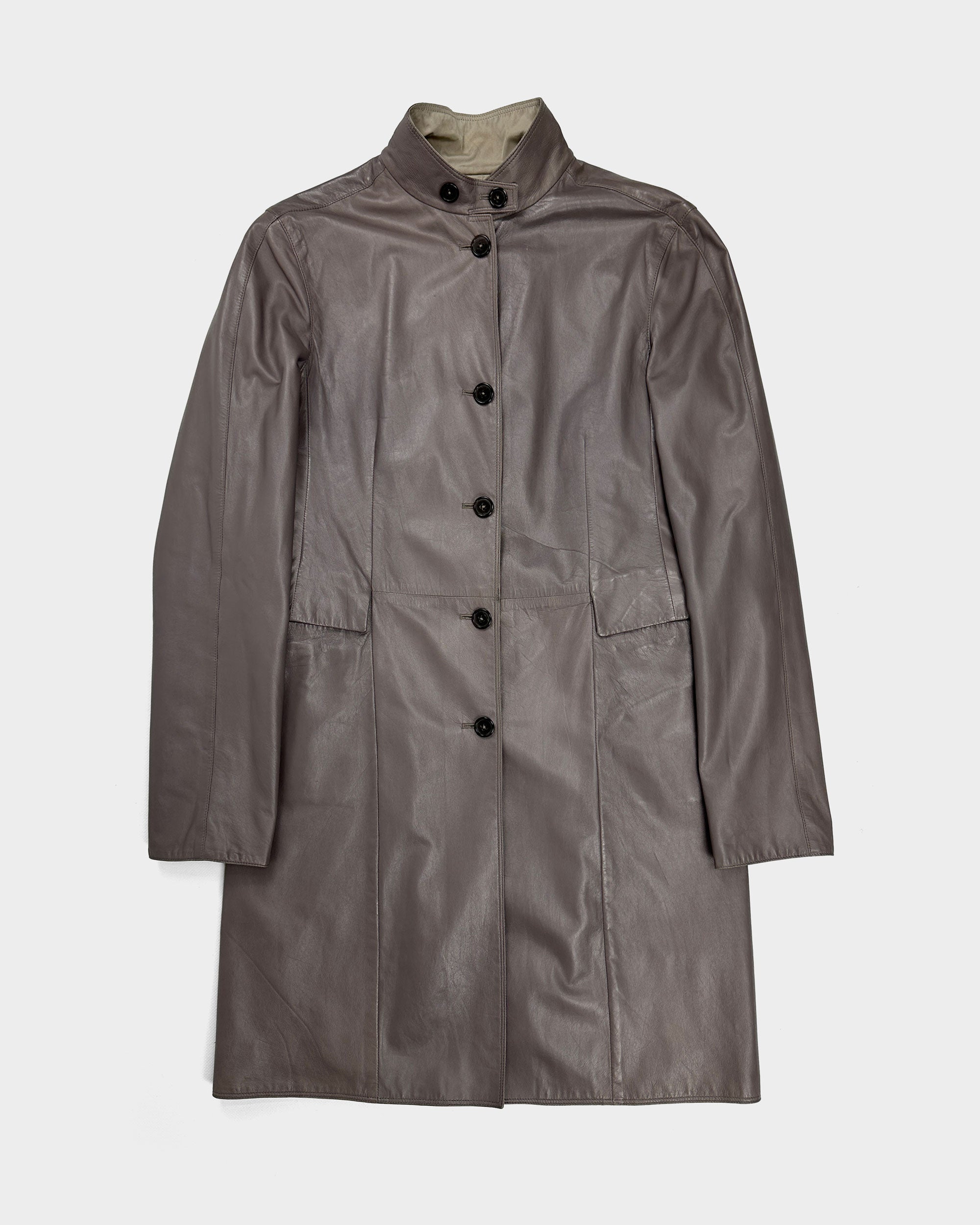 Jil Sander Purple Thin Leather Coat 2000's - Vintagetts