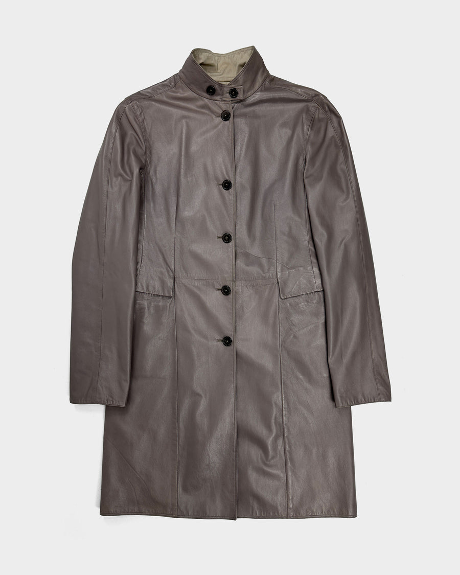 Jil Sander Purple Thin Leather Coat 2000's