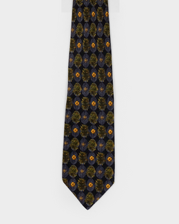 Christian Dior Floral Print Silk Tie 1990's