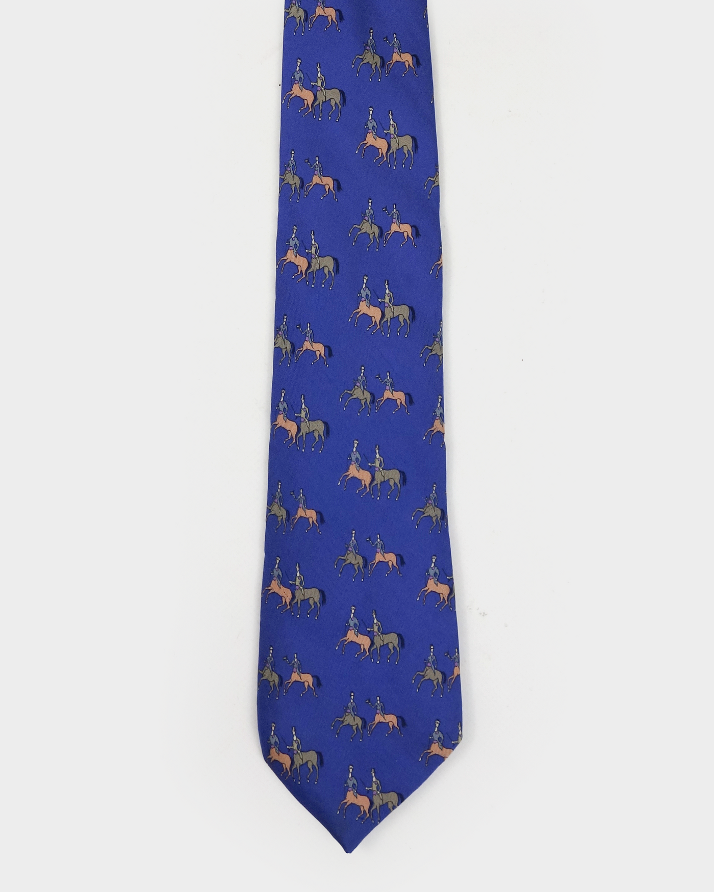Hermes Horses clear Blue Silk Tie 1990's