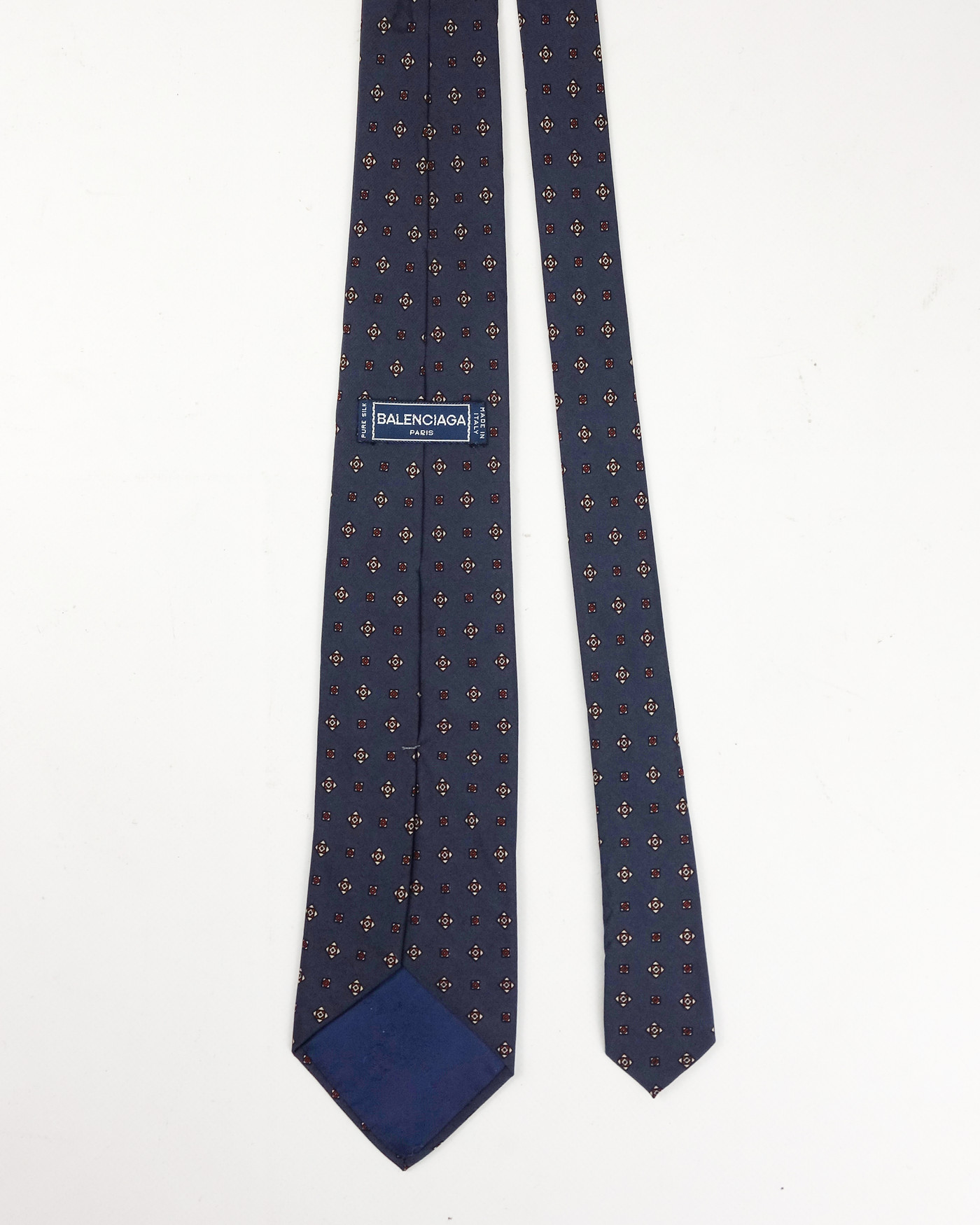 Balenciaga Dark Blue Silk Tie 1990's