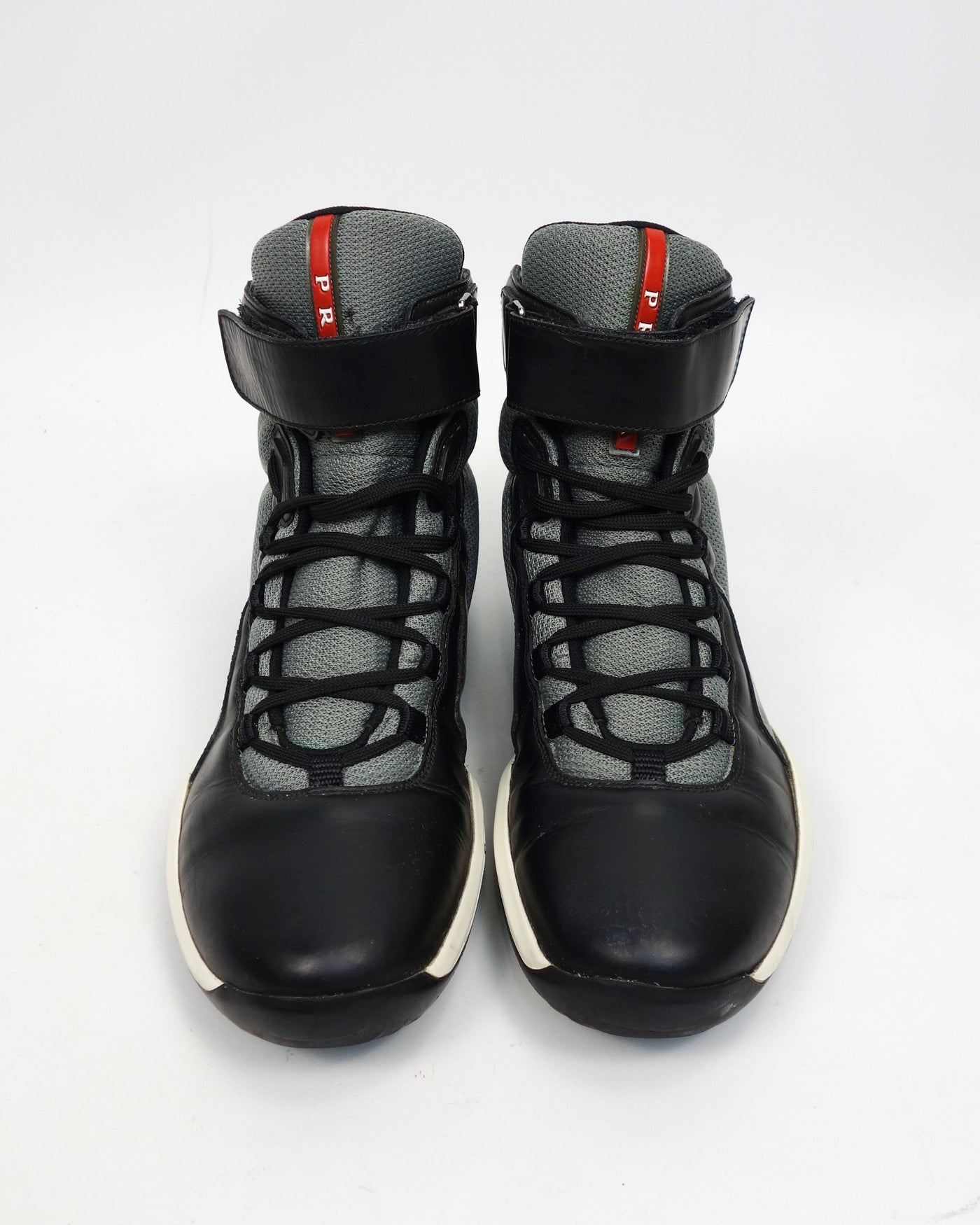 Prada Biker Black Leather High Sneakers FW 1999