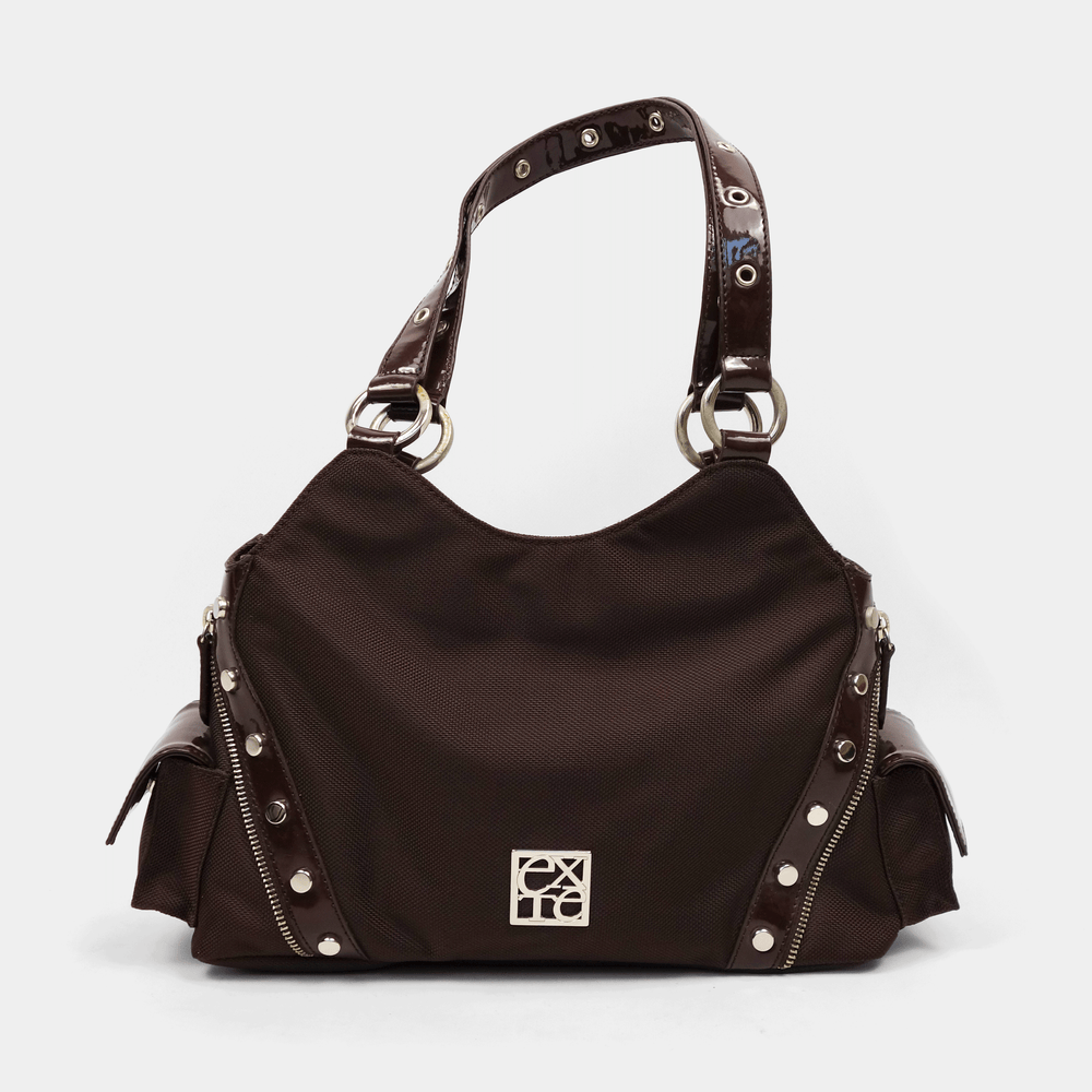 Exté Brown Mesh + Patent Leather Hand Bag 2000's