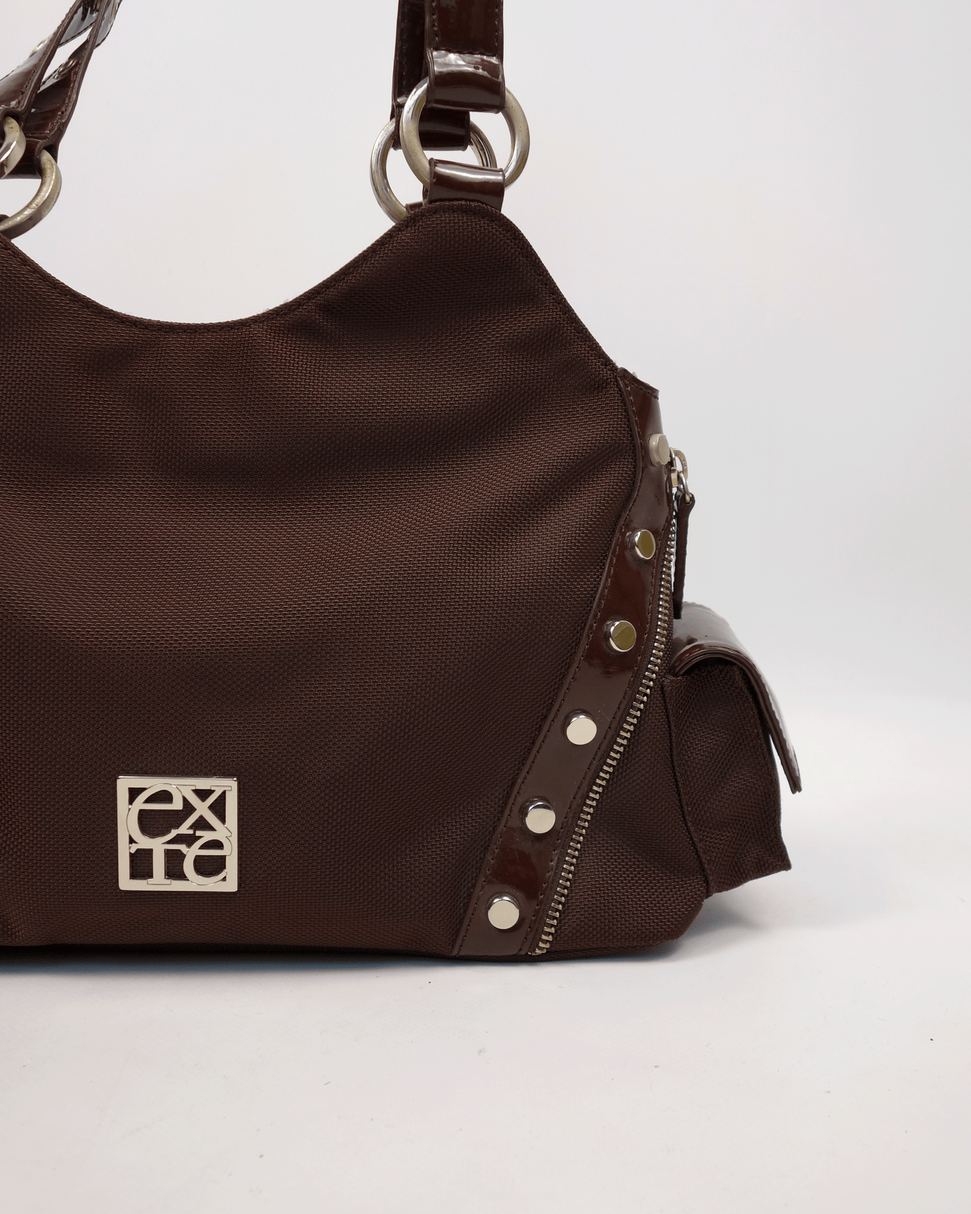 Exté Brown Mesh + Patent Leather Hand Bag 2000's