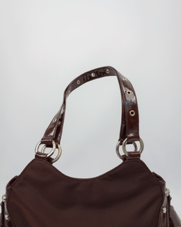 Exté Brown Mesh + Patent Leather Hand Bag 2000's