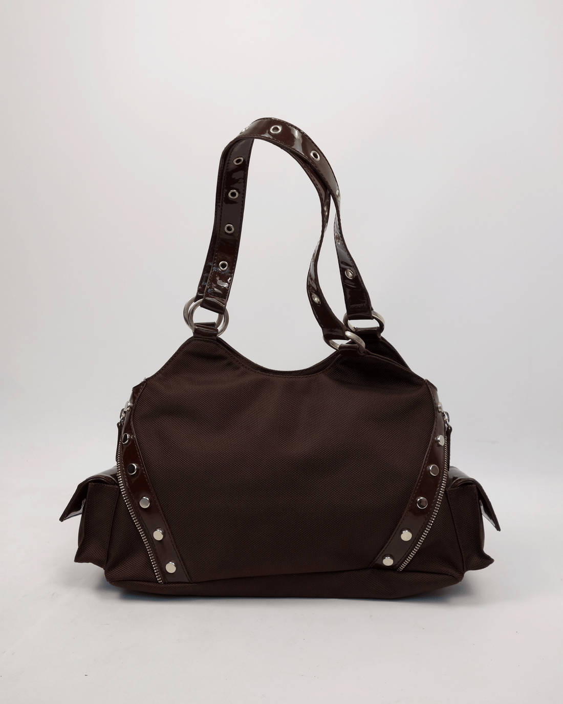Exté Brown Mesh + Patent Leather Hand Bag 2000's
