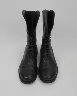 Jil Sander 28-Ring Grained Leather Black Boots 2000's