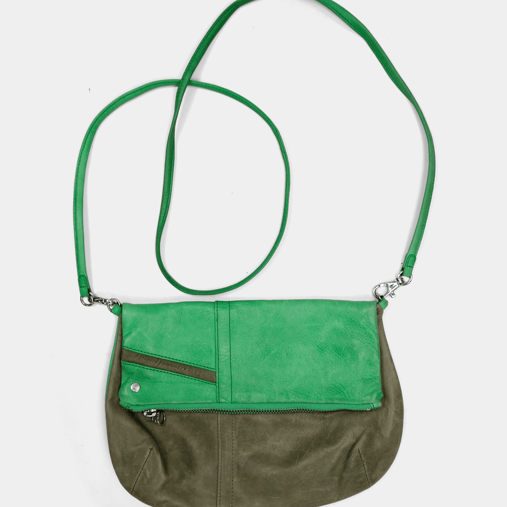 Diesel 2-Tone Green Leather Shoulder Bag 2000's