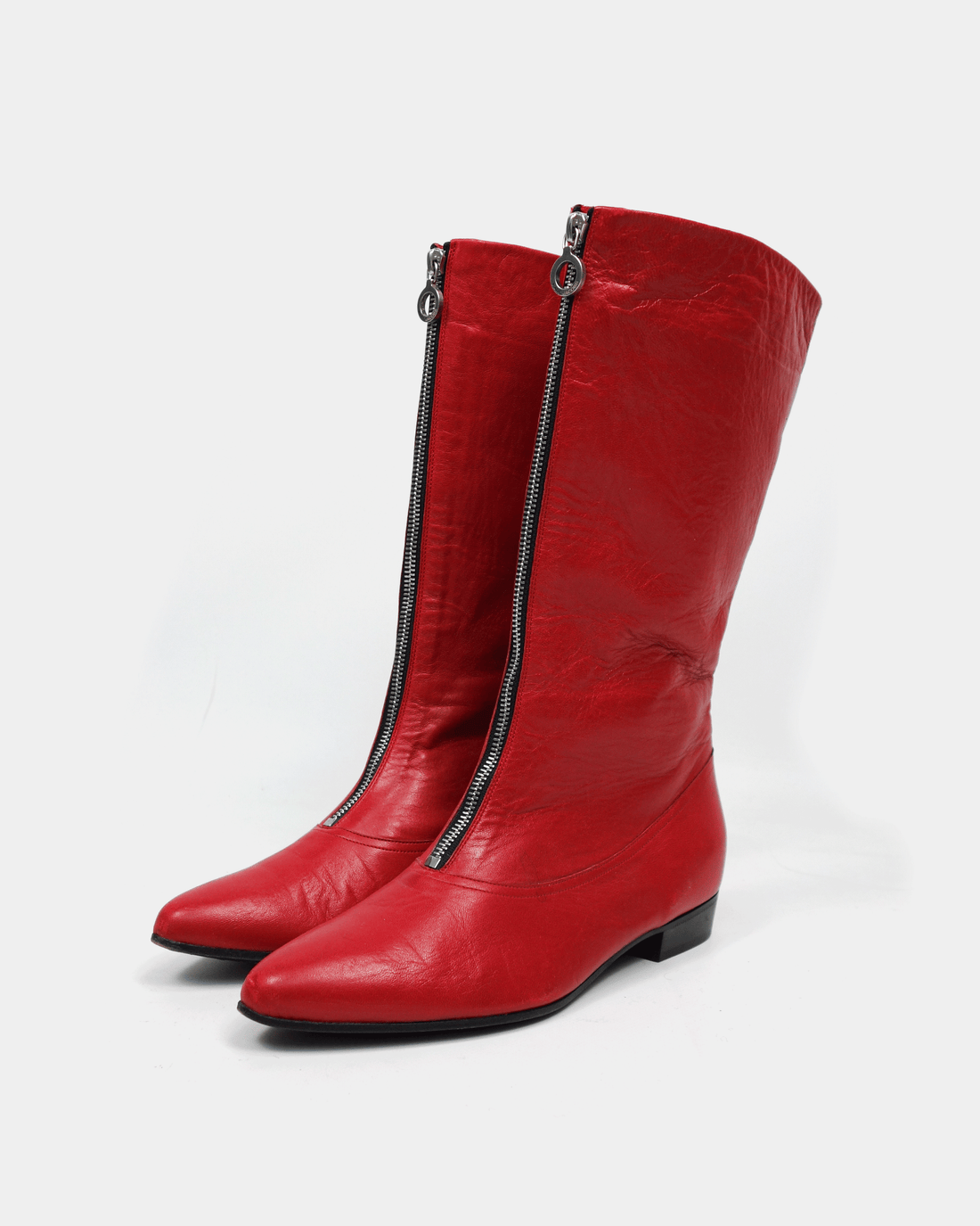 Marc Jacobs Zipped Red Leather Boots 2000's
