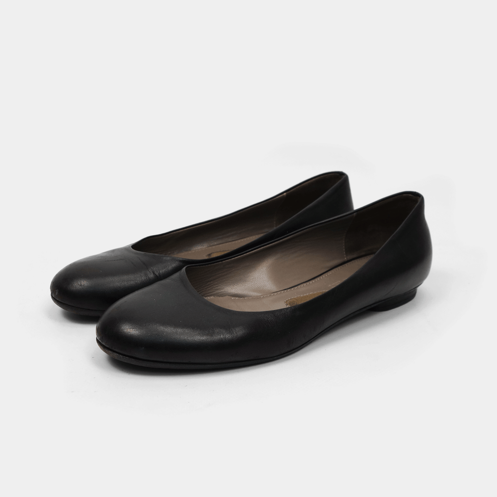 Jil Sander Black Leather Ballerinas Flats 2000's