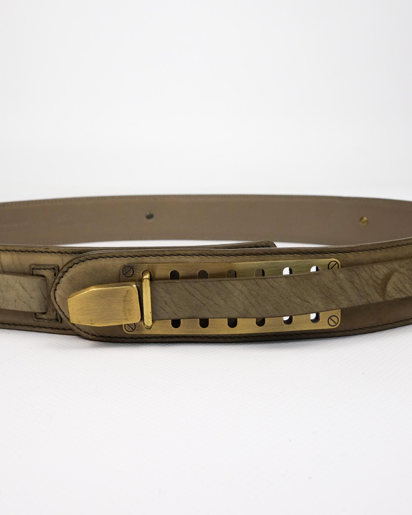 Jil Sander Grey Gold Leather Belt 2000's