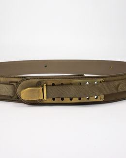 Jil Sander Grey Gold Leather Belt 2000's