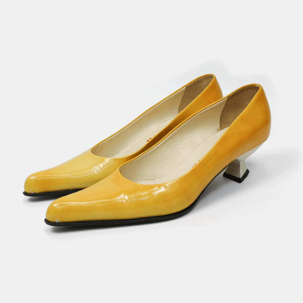 Miu Miu Patent Yellow Triangle Heels 2000's