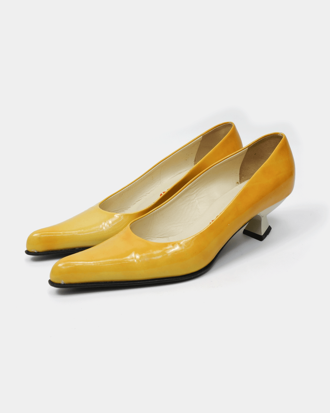 Miu Miu Patent Yellow Triangle Heels 2000's