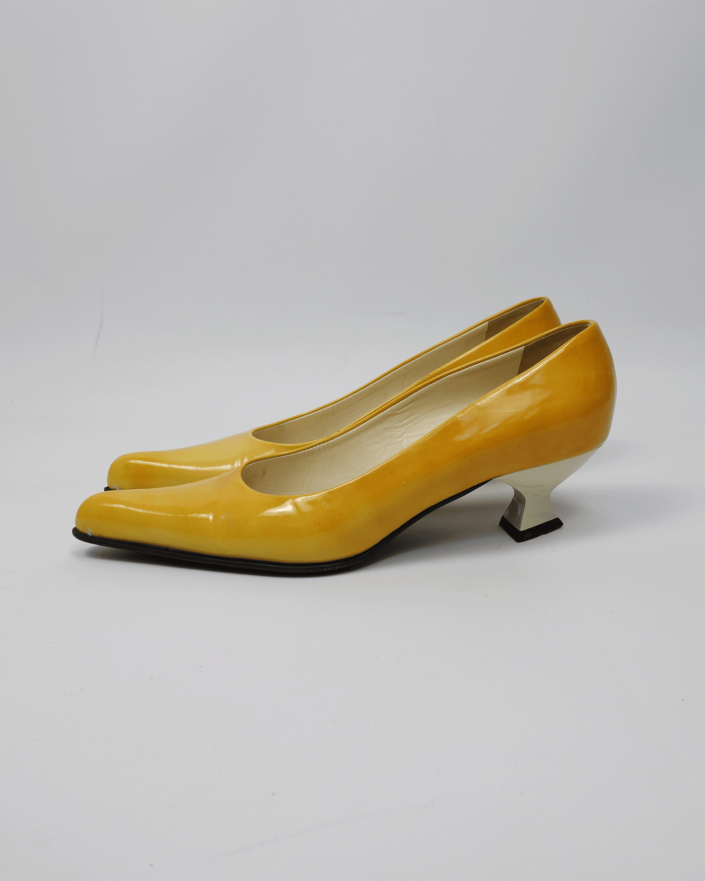 Miu Miu Patent Yellow Triangle Heels 2000's