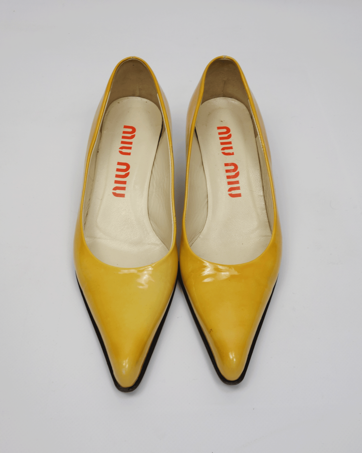 Miu Miu Patent Yellow Triangle Heels 2000's