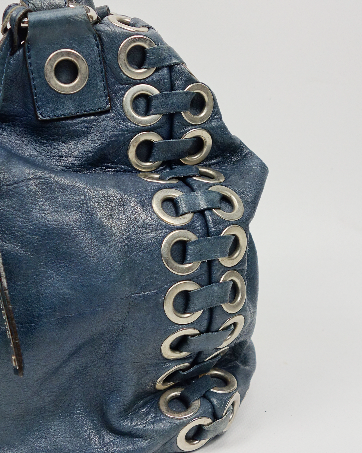 Abro Petrol Chained Leather Bag 2000's