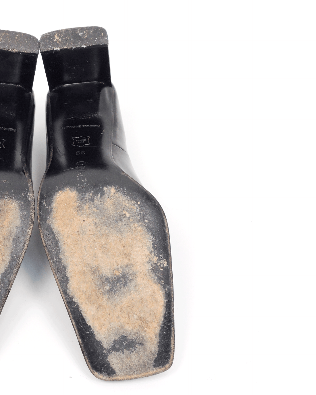 Kenzo Squared Toe Black Leather Heels 2000's