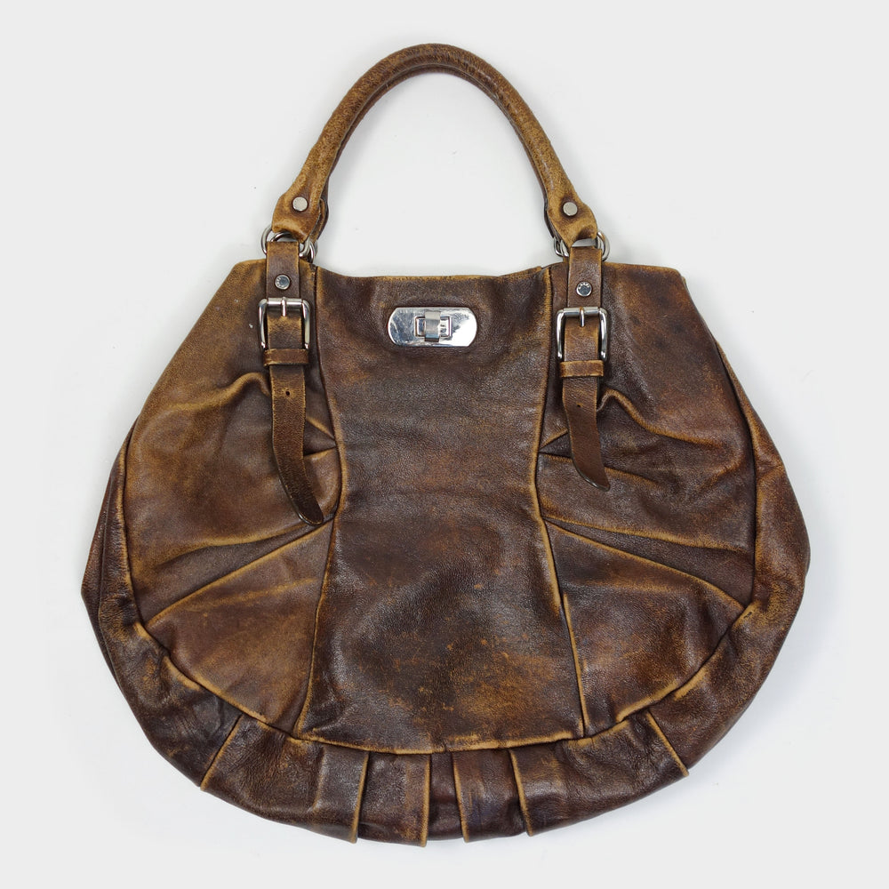 Marni Brown Distressed Leather Bag 2000's