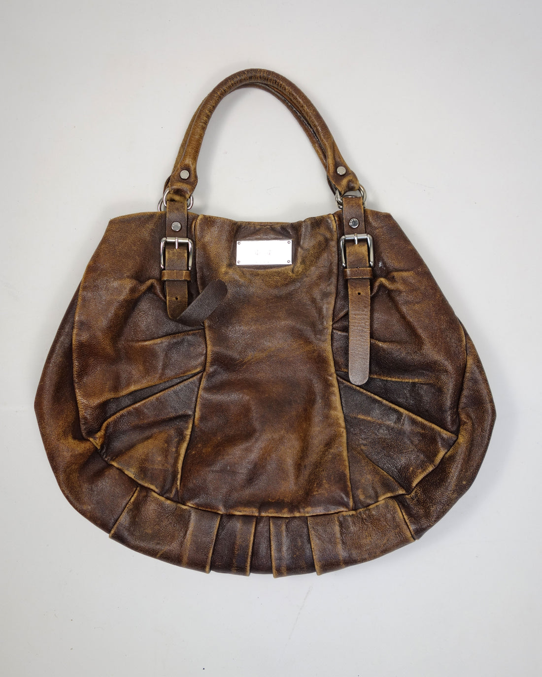 Marni Brown Distressed Leather Bag 2000's