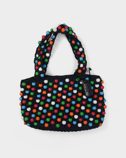 Moschino Multicolor Pearls Knitted Black Bag 2000's