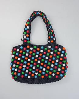 Moschino Multicolor Pearls Knitted Black Bag 2000's