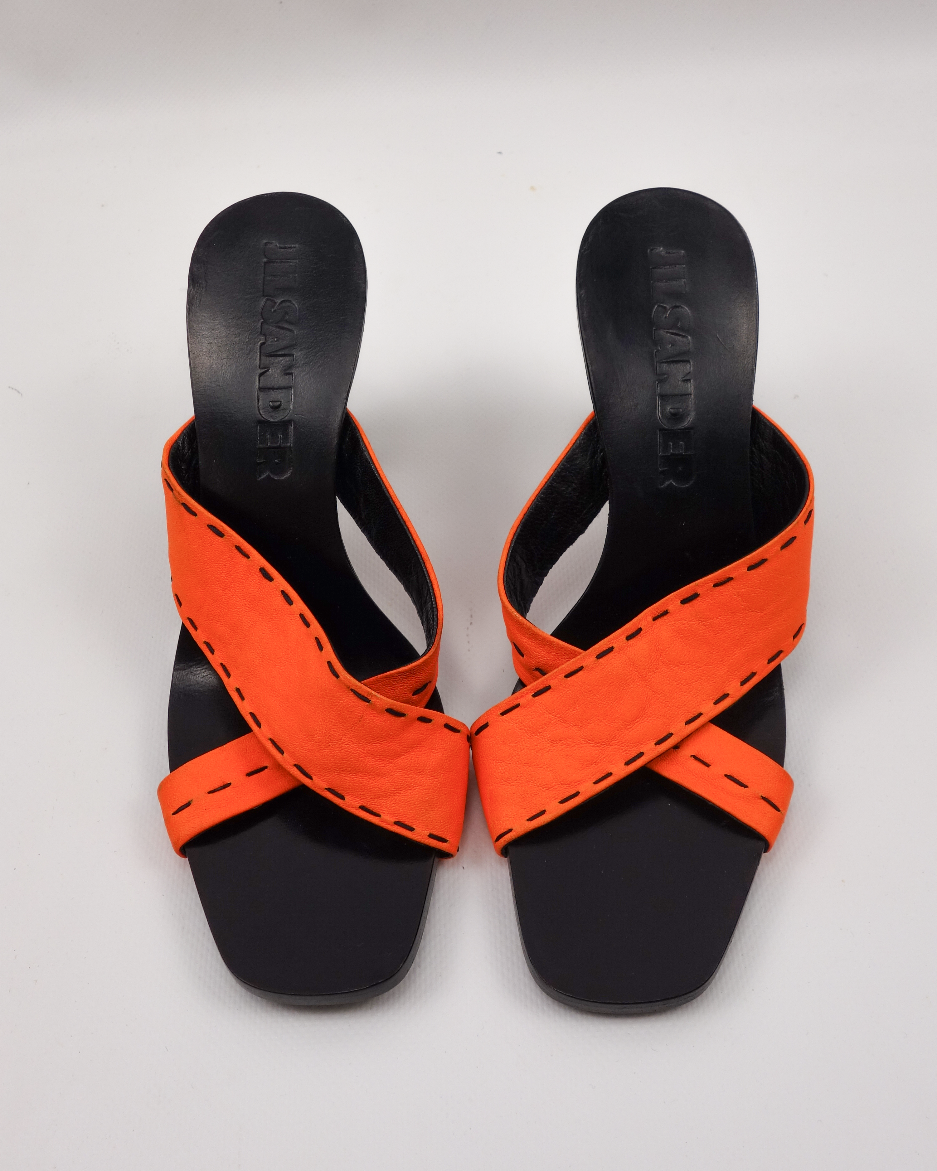 Jil Sander Orange Leather Strap Open Heels 2000's – Vintage TTS
