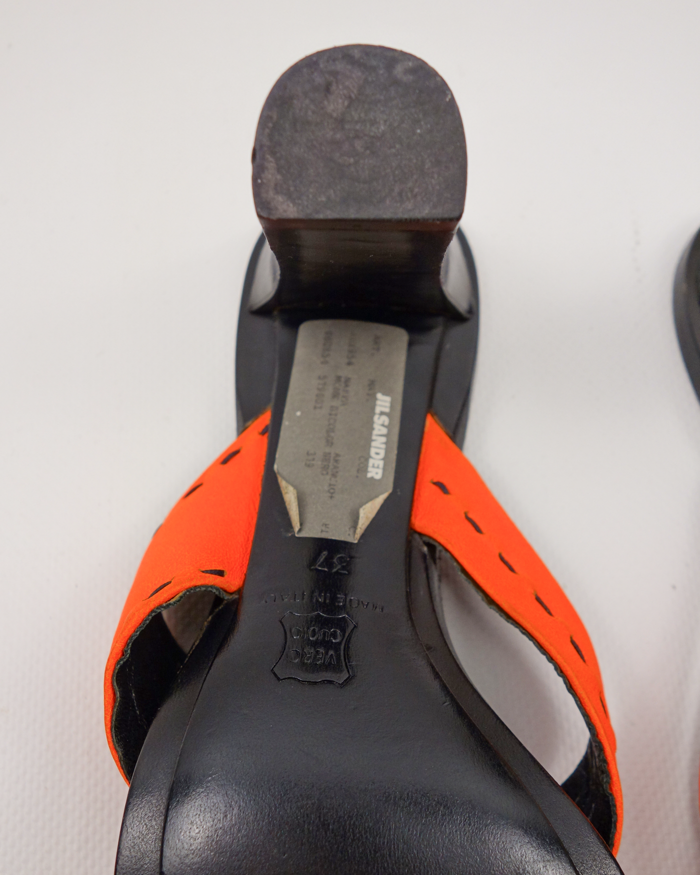 Jil Sander Orange Leather Strap Open Heels 2000's