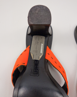 Jil Sander Orange Leather Strap Open Heels 2000's