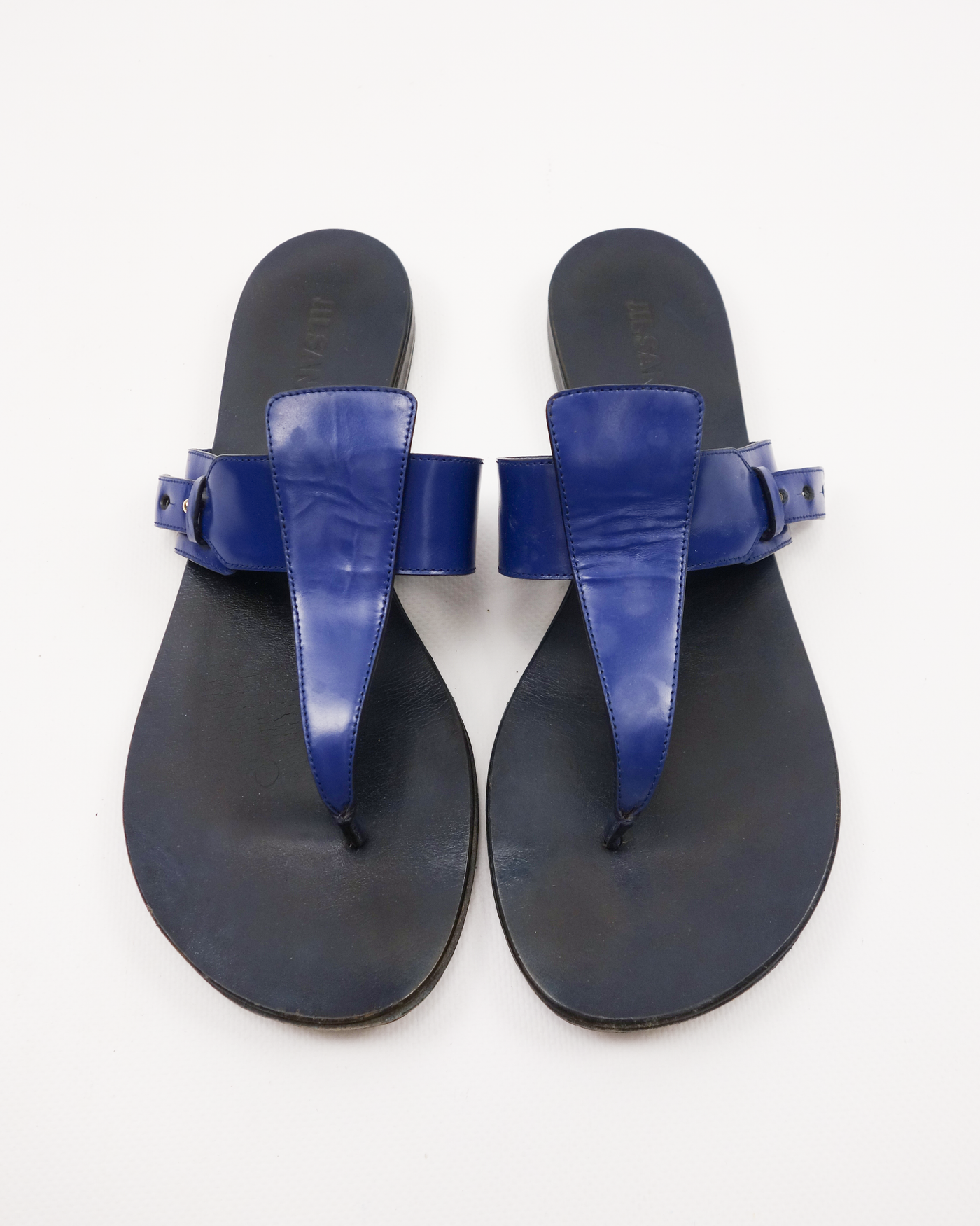 Jil Sander Corsaro Blue Leather Sandals 2000's