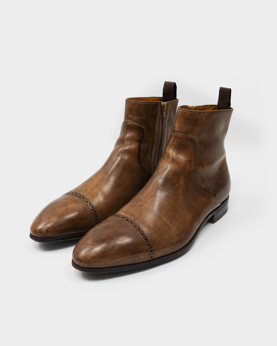 Jil Sander Brown Leather mid Boots 1990's